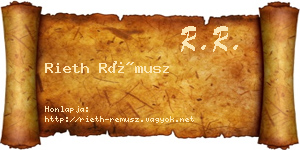 Rieth Rémusz névjegykártya